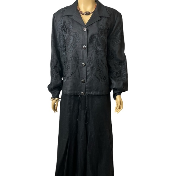 Paired Ellen Tracy Jacket W/ Lauren Ralph Lauren Flared Skirt Both 100% Linen. - Picture 1 of 16